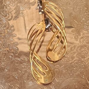 Vintage Gold Toned Spiral Stud Drop Earrings